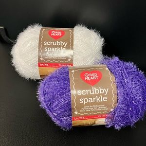 2 new skeins of Red Heart Scrubby Sparkle yarn